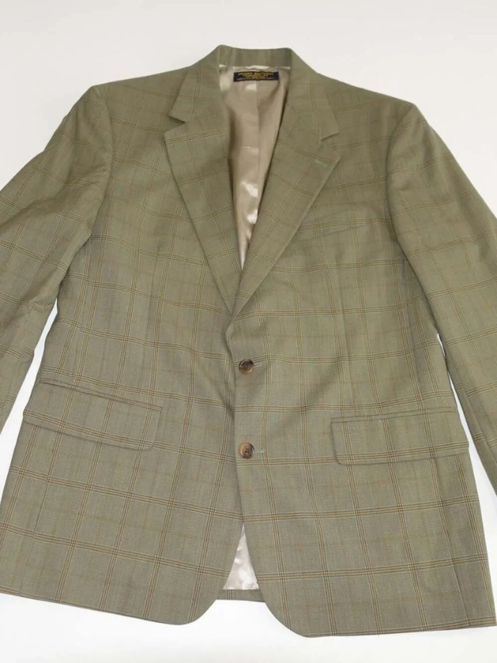 Brooks Brothers Men's Suit Jacket Size 41 Regular Green 100% Wool Windowpane 41R